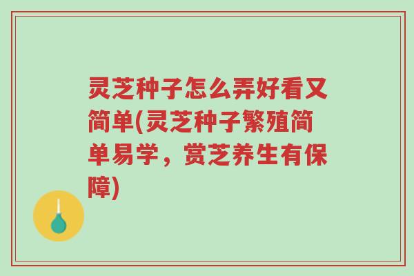 灵芝种子怎么弄好看又简单(灵芝种子繁殖简单易学,赏芝养生有保障)-第1张图片-超越 灵芝种子怎么弄好看又简单(灵芝种子繁殖简单易学,赏芝养生有保障)-第1张图片-超越