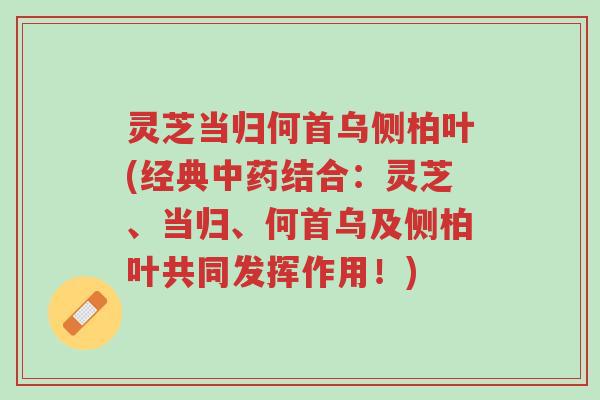 灵芝当归何首乌侧柏叶(经典中药结合:灵芝、当归、何首乌及侧柏叶共同发挥作用!)-第1张图片-超越 灵芝当归何首乌侧柏叶(经典中药结合:灵芝、当归、何首乌及侧柏叶共同发挥作用!)-第1张图片-超越