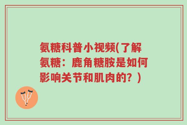 氨糖科普小视频(了解氨糖:鹿角糖胺是如何影响关节和肌肉的?)-第1张图片-超越 氨糖科普小视频(了解氨糖:鹿角糖胺是如何影响关节和肌肉的?)-第1张图片-超越