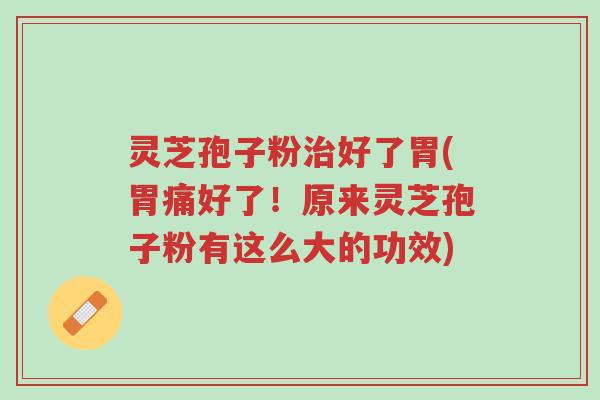 灵芝孢子粉治好了胃(胃痛好了!原来灵芝孢子粉有这么大的功效)-第1张图片-超越 灵芝孢子粉治好了胃(胃痛好了!原来灵芝孢子粉有这么大的功效)-第1张图片-超越