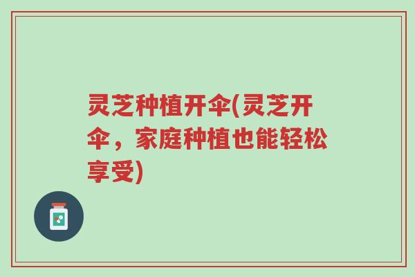 灵芝种植开伞(灵芝开伞,家庭种植也能轻松享受)-第1张图片-超越 灵芝种植开伞(灵芝开伞,家庭种植也能轻松享受)-第1张图片-超越