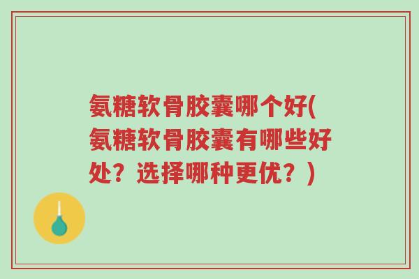 氨糖软骨胶囊哪个好(氨糖软骨胶囊有哪些好处?选择哪种更优?)-第1张图片-超越 氨糖软骨胶囊哪个好(氨糖软骨胶囊有哪些好处?选择哪种更优?)-第1张图片-超越