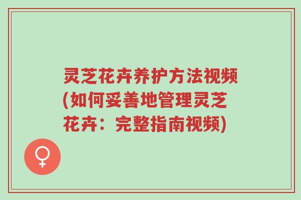 灵芝花卉养护方法视频(如何妥善地管理灵芝花卉:完整指南视频)-第1张图片-超越 灵芝花卉养护方法视频(如何妥善地管理灵芝花卉:完整指南视频)-第1张图片-超越