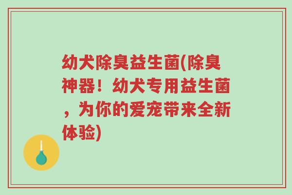 幼犬除臭益生菌(除臭神器!幼犬专用益生菌,为你的爱宠带来全新体验)-第1张图片-超越 幼犬除臭益生菌(除臭神器!幼犬专用益生菌,为你的爱宠带来全新体验)-第1张图片-超越