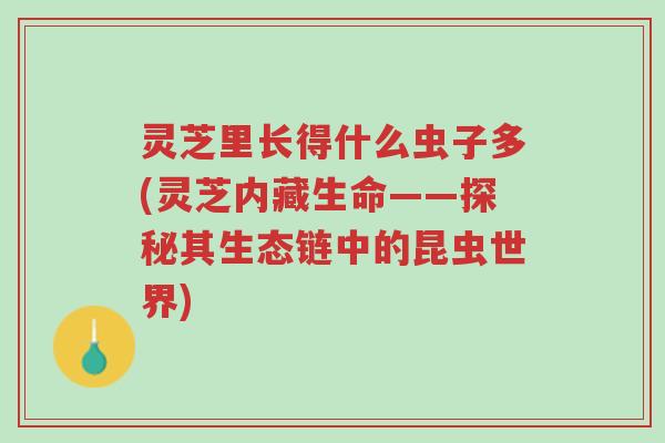 灵芝里长得什么虫子多(灵芝内藏生命——探秘其生态链中的昆虫世界)-第1张图片-超越