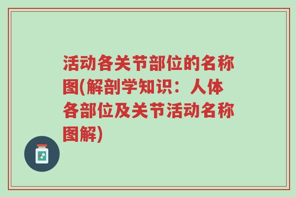 活动各关节部位的名称图(解剖学知识:人体各部位及关节活动名称图解)-第1张图片-超越 活动各关节部位的名称图(解剖学知识:人体各部位及关节活动名称图解)-第1张图片-超越