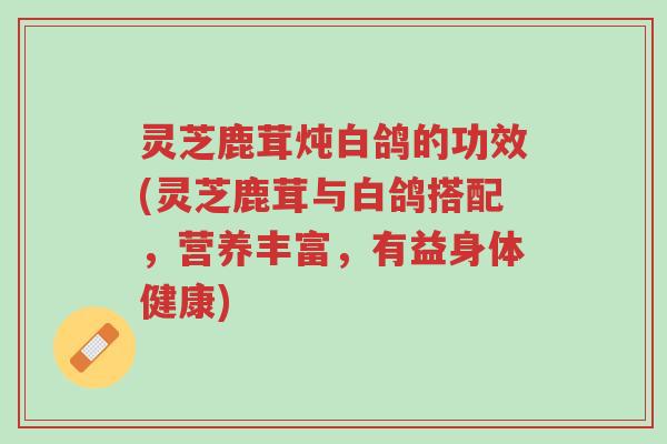 灵芝鹿茸炖白鸽的功效(灵芝鹿茸与白鸽搭配,营养丰富,有益身体健康)-第1张图片-超越 灵芝鹿茸炖白鸽的功效(灵芝鹿茸与白鸽搭配,营养丰富,有益身体健康)-第1张图片-超越