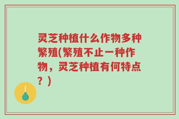 灵芝种植什么作物多种繁殖(繁殖不止一种作物,灵芝种植有何特点?)-第1张图片-超越 灵芝种植什么作物多种繁殖(繁殖不止一种作物,灵芝种植有何特点?)-第1张图片-超越