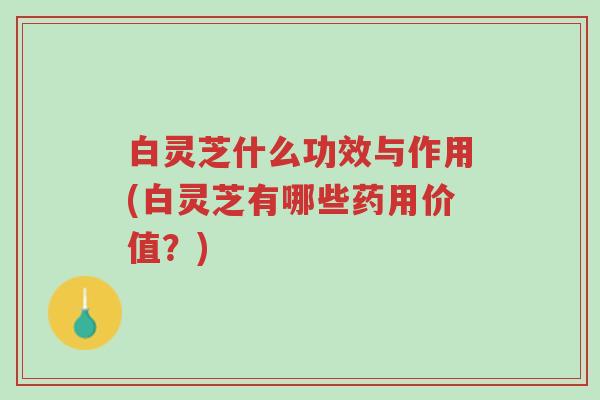 白灵芝什么功效与作用(白灵芝有哪些药用价值？)-第1张图片-超越