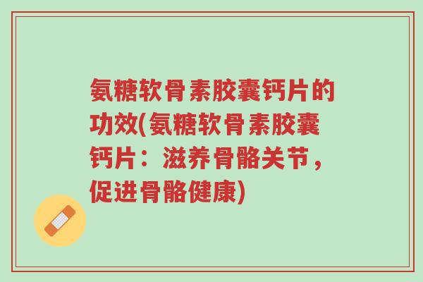 氨糖软骨素胶囊钙片的功效(氨糖软骨素胶囊钙片:滋养骨骼关节,促进骨骼健康)-第1张图片-超越 氨糖软骨素胶囊钙片的功效(氨糖软骨素胶囊钙片:滋养骨骼关节,促进骨骼健康)-第1张图片-超越