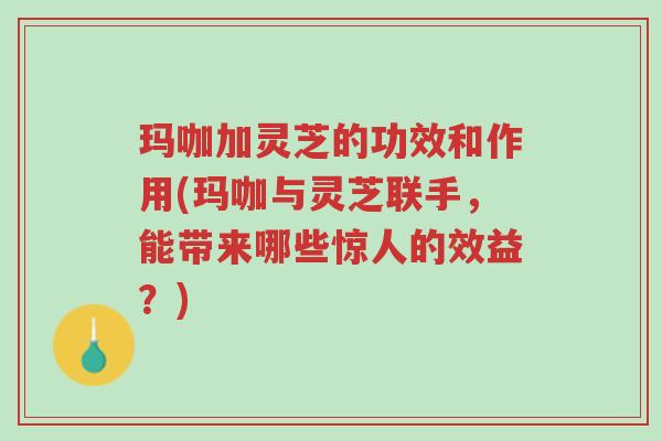 玛咖加灵芝的功效和作用(玛咖与灵芝联手，能带来哪些惊人的效益？)-第1张图片-超越