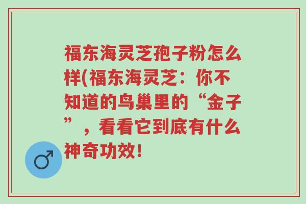 福东海灵芝孢子粉怎么样(福东海灵芝:你不知道的鸟巢里的“金子”,看看它到底有什么神奇功效!-第1张图片-超越 福东海灵芝孢子粉怎么样(福东海灵芝:你不知道的鸟巢里的“金子”,看看它到底有什么神奇功效!-第1张图片-超越
