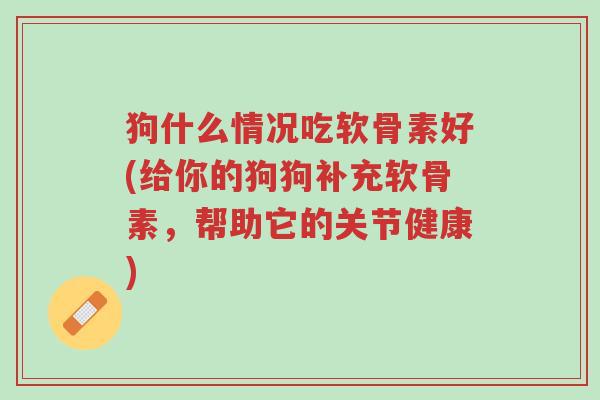狗什么情况吃软骨素好(给你的狗狗补充软骨素,帮助它的关节健康)-第1张图片-超越 狗什么情况吃软骨素好(给你的狗狗补充软骨素,帮助它的关节健康)-第1张图片-超越
