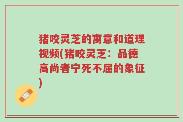 猪咬灵芝的寓意和道理视频(猪咬灵芝：品德高尚者宁死不屈的象征)-第1张图片-超越