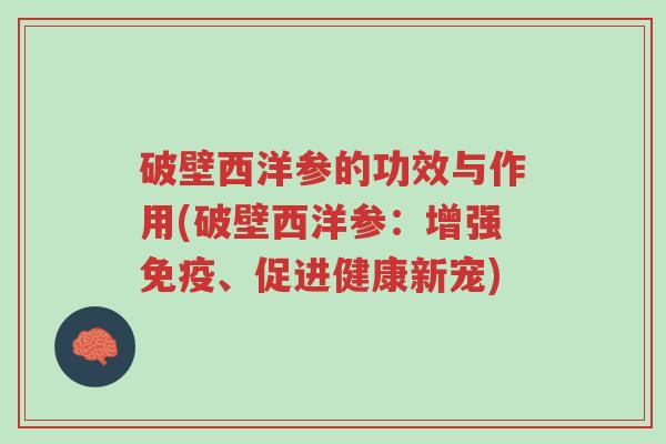 破壁西洋参的功效与作用(破壁西洋参：增强免疫、促进健康新宠)-第1张图片-超越