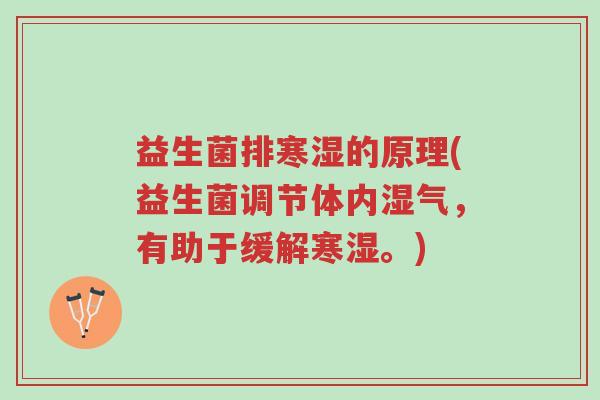 益生菌排寒湿的原理(益生菌调节体内湿气，有助于缓解寒湿。)-第1张图片-超越