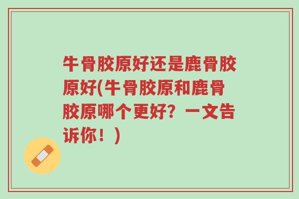牛骨胶原好还是鹿骨胶原好(牛骨胶原和鹿骨胶原哪个更好?一文告诉你!)-第1张图片-超越 牛骨胶原好还是鹿骨胶原好(牛骨胶原和鹿骨胶原哪个更好?一文告诉你!)-第1张图片-超越