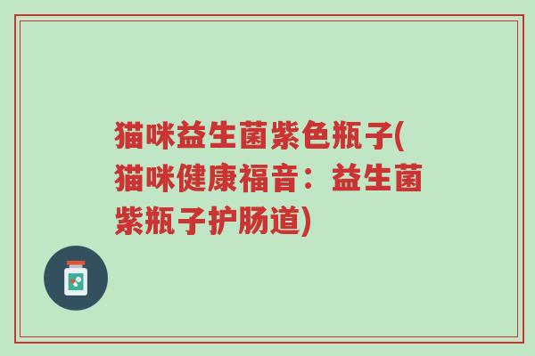 猫咪益生菌紫色瓶子(猫咪健康福音:益生菌紫瓶子护肠道)-第1张图片-超越 猫咪益生菌紫色瓶子(猫咪健康福音:益生菌紫瓶子护肠道)-第1张图片-超越