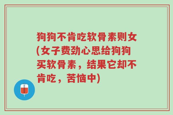狗狗不肯吃软骨素则女(女子费劲心思给狗狗买软骨素,结果它却不肯吃,苦恼中)-第1张图片-超越 狗狗不肯吃软骨素则女(女子费劲心思给狗狗买软骨素,结果它却不肯吃,苦恼中)-第1张图片-超越