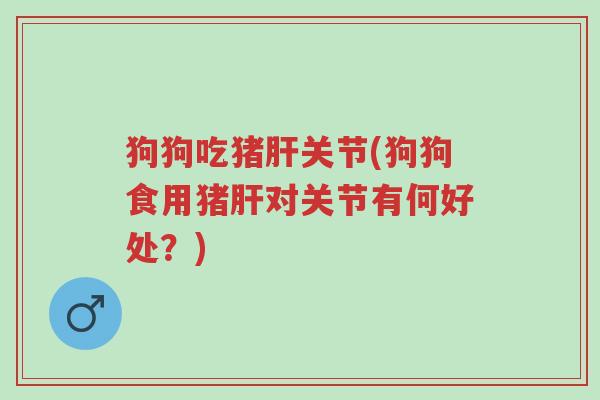 狗狗吃猪肝关节(狗狗食用猪肝对关节有何好处?)-第1张图片-超越 狗狗吃猪肝关节(狗狗食用猪肝对关节有何好处?)-第1张图片-超越