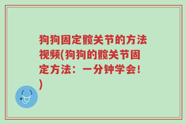 狗狗固定髋关节的方法视频(狗狗的髋关节固定方法:一分钟学会!)-第1张图片-超越 狗狗固定髋关节的方法视频(狗狗的髋关节固定方法:一分钟学会!)-第1张图片-超越