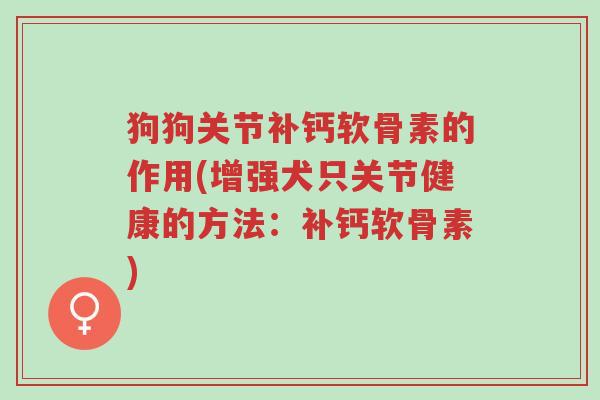 狗狗关节补钙软骨素的作用(增强犬只关节健康的方法:补钙软骨素)-第1张图片-超越 狗狗关节补钙软骨素的作用(增强犬只关节健康的方法:补钙软骨素)-第1张图片-超越