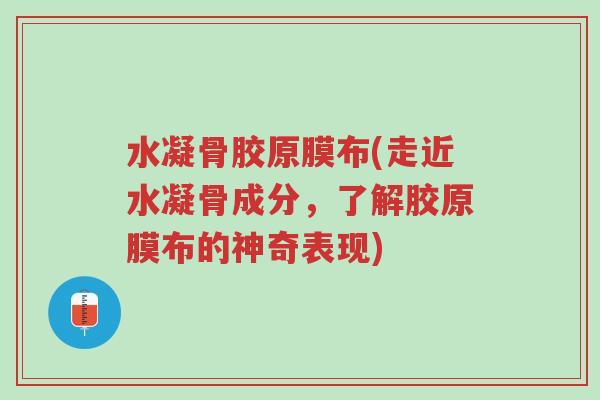水凝骨胶原膜布(走近水凝骨成分,了解胶原膜布的神奇表现)-第1张图片-超越 水凝骨胶原膜布(走近水凝骨成分,了解胶原膜布的神奇表现)-第1张图片-超越