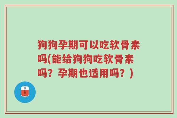 狗狗孕期可以吃软骨素吗(能给狗狗吃软骨素吗?孕期也适用吗?)-第1张图片-超越 狗狗孕期可以吃软骨素吗(能给狗狗吃软骨素吗?孕期也适用吗?)-第1张图片-超越