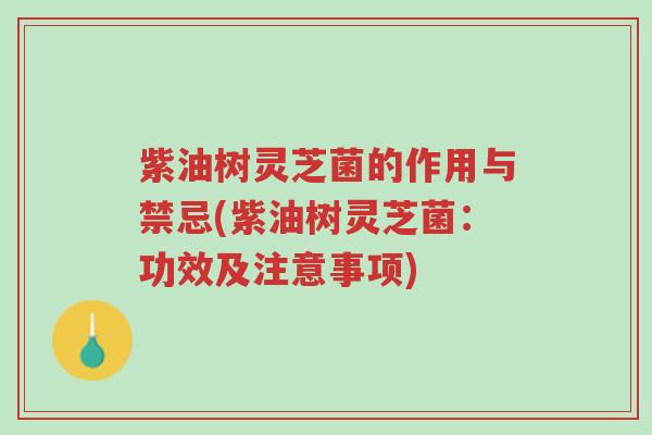 紫油树灵芝菌的作用与禁忌(紫油树灵芝菌:功效及注意事项)-第1张图片-超越 紫油树灵芝菌的作用与禁忌(紫油树灵芝菌:功效及注意事项)-第1张图片-超越