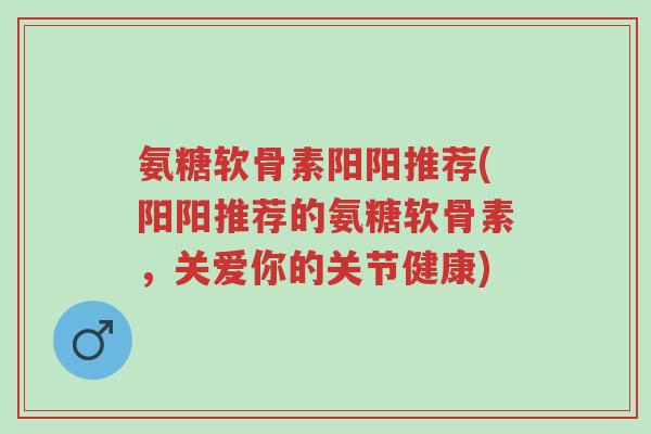 氨糖软骨素阳阳推荐(阳阳推荐的氨糖软骨素，关爱你的关节健康)-第1张图片-超越