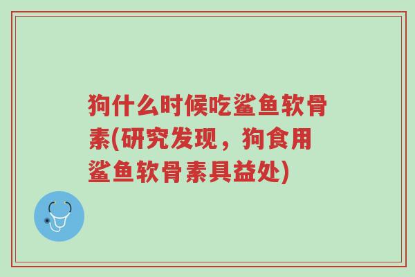 狗什么时候吃鲨鱼软骨素(研究发现,狗食用鲨鱼软骨素具益处)-第1张图片-超越 狗什么时候吃鲨鱼软骨素(研究发现,狗食用鲨鱼软骨素具益处)-第1张图片-超越