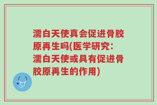 濡白天使真会促进骨胶原再生吗(医学研究:濡白天使或具有促进骨胶原再生的作用)-第1张图片-超越 濡白天使真会促进骨胶原再生吗(医学研究:濡白天使或具有促进骨胶原再生的作用)-第1张图片-超越