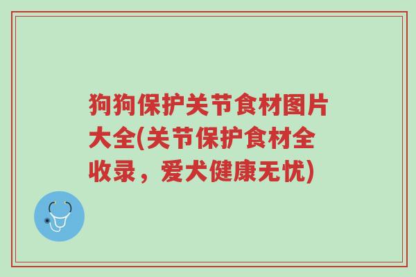 狗狗保护关节食材图片大全(关节保护食材全收录，爱犬健康无忧)-第1张图片-超越