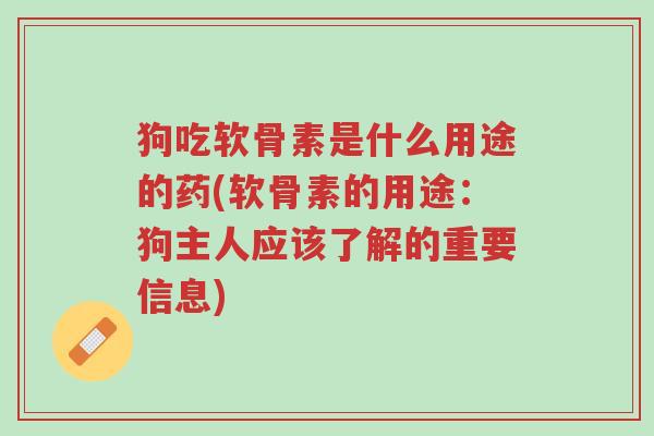 狗吃软骨素是什么用途的药(软骨素的用途：狗主人应该了解的重要信息)-第1张图片-超越