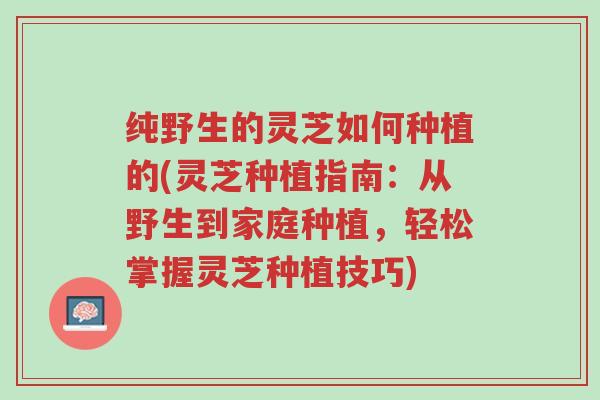 纯野生的灵芝如何种植的(灵芝种植指南：从野生到家庭种植，轻松掌握灵芝种植技巧)-第1张图片-超越
