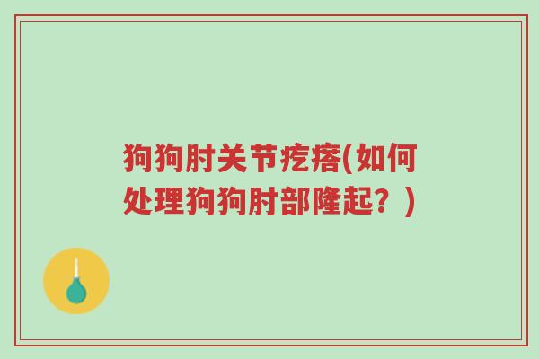 狗狗肘关节疙瘩(如何处理狗狗肘部隆起?)-第1张图片-超越 狗狗肘关节疙瘩(如何处理狗狗肘部隆起?)-第1张图片-超越