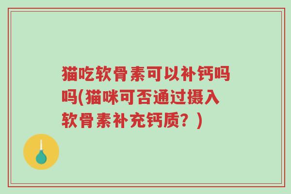 猫吃软骨素可以补钙吗吗(猫咪可否通过摄入软骨素补充钙质?)-第1张图片-超越 猫吃软骨素可以补钙吗吗(猫咪可否通过摄入软骨素补充钙质?)-第1张图片-超越