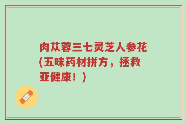 肉苁蓉三七灵芝人参花(五味药材拼方,拯救亚健康!)-第1张图片-超越 肉苁蓉三七灵芝人参花(五味药材拼方,拯救亚健康!)-第1张图片-超越