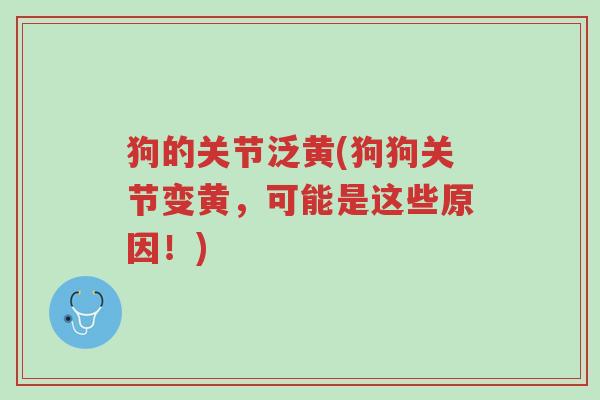 狗的关节泛黄(狗狗关节变黄,可能是这些原因!)-第1张图片-超越 狗的关节泛黄(狗狗关节变黄,可能是这些原因!)-第1张图片-超越