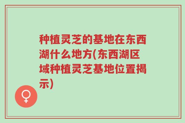 种植灵芝的基地在东西湖什么地方(东西湖区域种植灵芝基地位置揭示)-第1张图片-超越