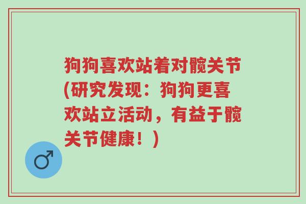 狗狗喜欢站着对髋关节(研究发现:狗狗更喜欢站立活动,有益于髋关节健康!)-第1张图片-超越 狗狗喜欢站着对髋关节(研究发现:狗狗更喜欢站立活动,有益于髋关节健康!)-第1张图片-超越