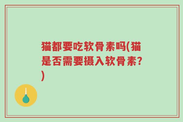 猫都要吃软骨素吗(猫是否需要摄入软骨素?)-第1张图片-超越 猫都要吃软骨素吗(猫是否需要摄入软骨素?)-第1张图片-超越