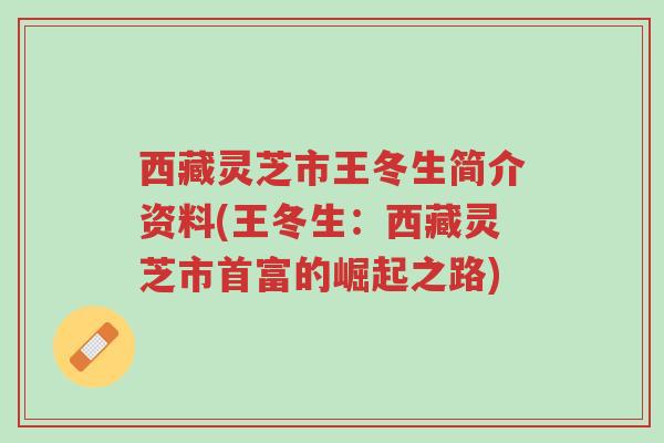西藏灵芝市王冬生简介资料(王冬生:西藏灵芝市首富的崛起之路)-第1张图片-超越 西藏灵芝市王冬生简介资料(王冬生:西藏灵芝市首富的崛起之路)-第1张图片-超越
