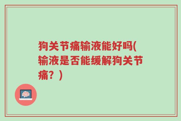 狗关节痛输液能好吗(输液是否能缓解狗关节痛?)-第1张图片-超越 狗关节痛输液能好吗(输液是否能缓解狗关节痛?)-第1张图片-超越