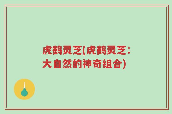 虎鹤灵芝(虎鹤灵芝:大自然的神奇组合)-第1张图片-超越 虎鹤灵芝(虎鹤灵芝:大自然的神奇组合)-第1张图片-超越