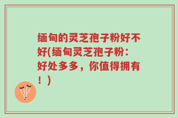 缅甸的灵芝孢子粉好不好(缅甸灵芝孢子粉:好处多多,你值得拥有!)-第1张图片-超越 缅甸的灵芝孢子粉好不好(缅甸灵芝孢子粉:好处多多,你值得拥有!)-第1张图片-超越