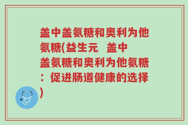 盖中盖氨糖和奥利为他氨糖(益生元  盖中盖氨糖和奥利为他氨糖：促进肠道健康的选择)-第1张图片-超越