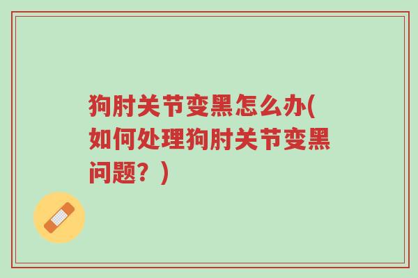 狗肘关节变黑怎么办(如何处理狗肘关节变黑问题?)-第1张图片-超越 狗肘关节变黑怎么办(如何处理狗肘关节变黑问题?)-第1张图片-超越