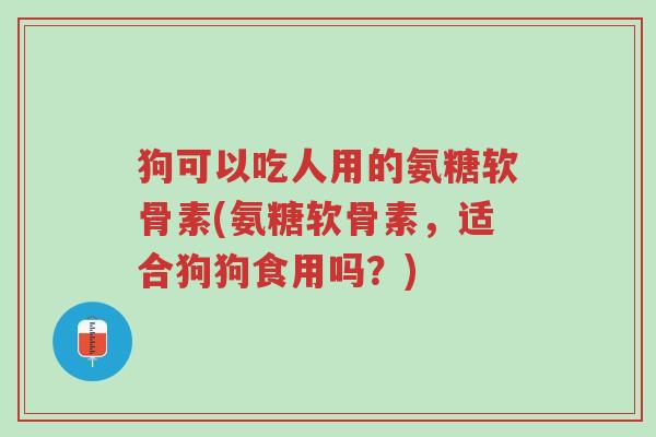 狗可以吃人用的氨糖软骨素(氨糖软骨素,适合狗狗食用吗?)-第1张图片-超越 狗可以吃人用的氨糖软骨素(氨糖软骨素,适合狗狗食用吗?)-第1张图片-超越
