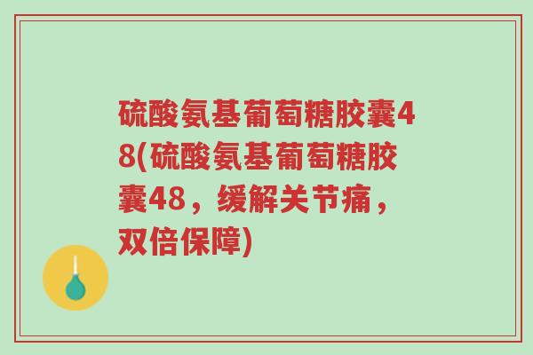 硫酸氨基葡萄糖胶囊48(硫酸氨基葡萄糖胶囊48,缓解关节痛,双倍保障)-第1张图片-超越 硫酸氨基葡萄糖胶囊48(硫酸氨基葡萄糖胶囊48,缓解关节痛,双倍保障)-第1张图片-超越